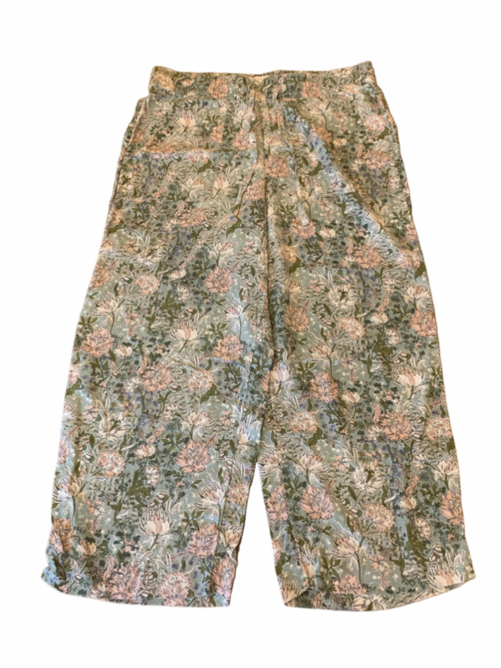 Joie floral capri pants Large Elastic waist